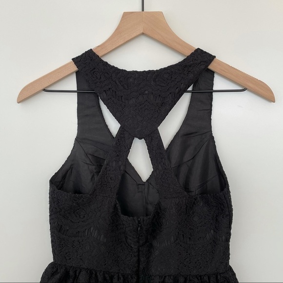 Altar’d State Black Cut Out Mini Dress Lace Strappy Fit N Flare Sleeveless XS - Picture 3 of 12